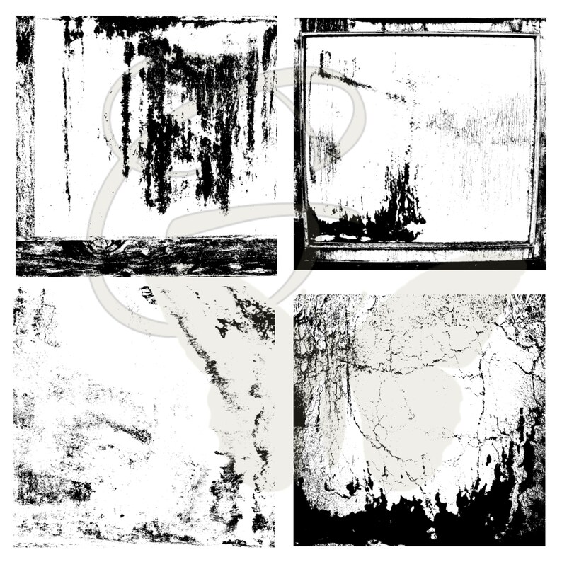Digital Grunge Black Frame Transparent Overlay Photo Effect Old Abstract Photography Art PNG Download Set 2