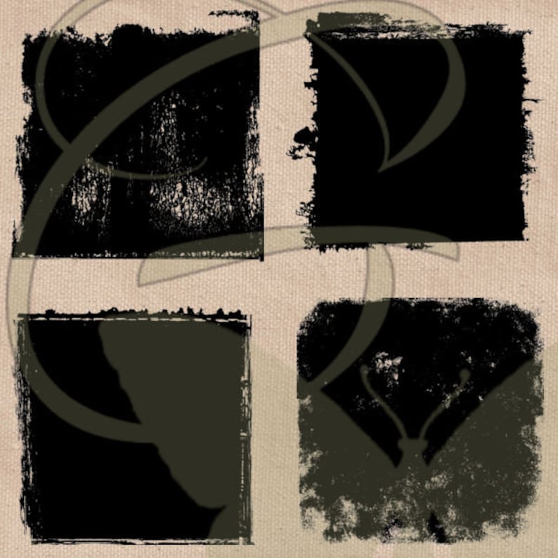 Grunge Paint Smudge Texture Overlays: Black PNG Clipping Masks (digital ...