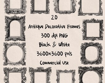 Grunge Photo Frame Overlays: Antique White Borders, Transparent PNG (Digital Design, Commercial Use)
