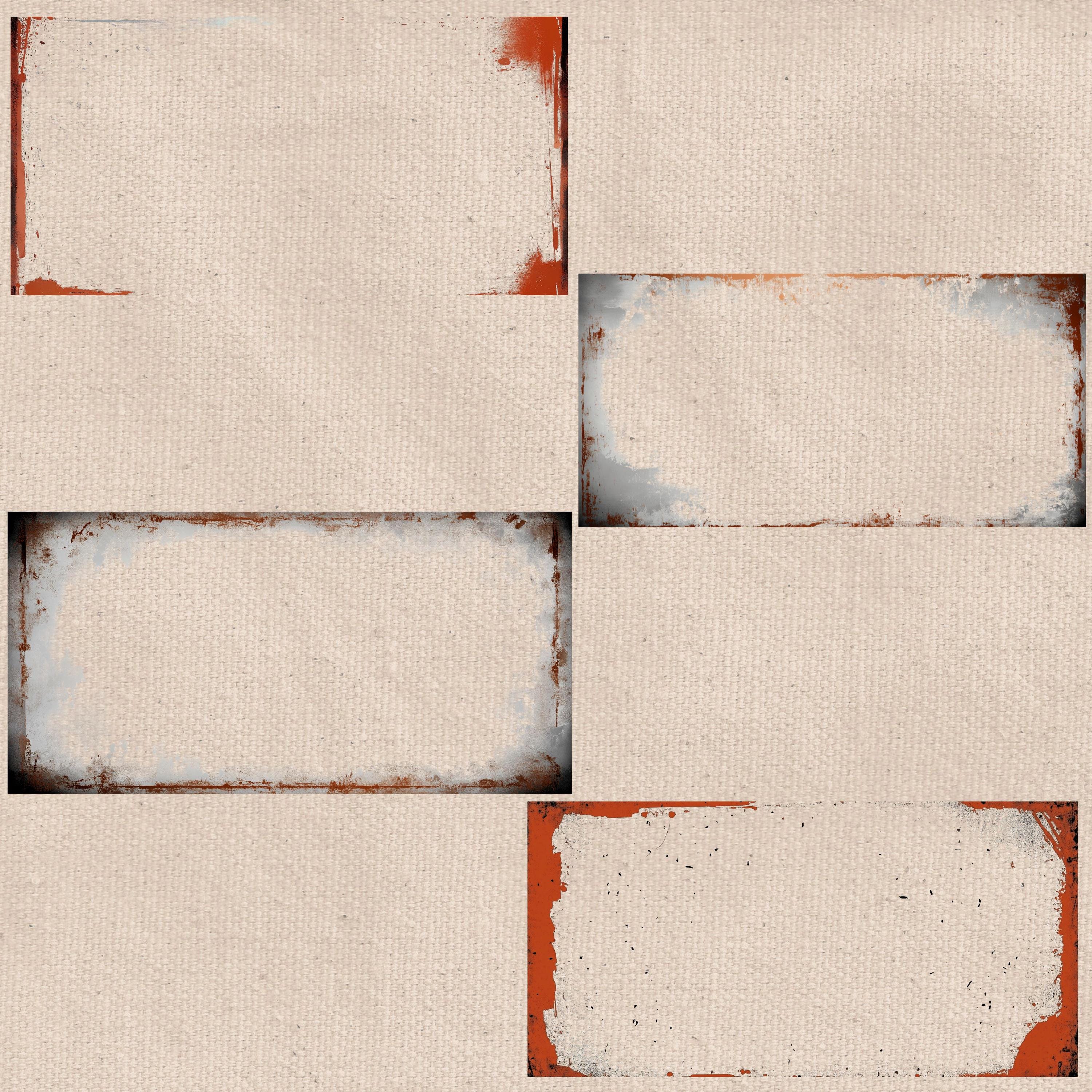 12 Large Format Rust Frame PNG Brown Red Grunge Digital Scratched ...