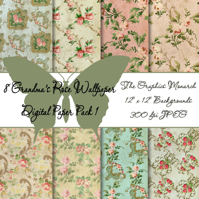 Vintage Grandma House Wallpaper Pattern Digital Scrapbooking Etsy