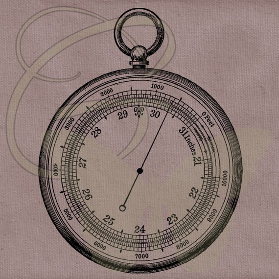 Vintage Illustration Aneroid Barometer Clipart Drawing Science Etsy