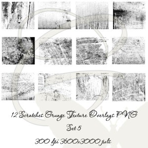 Digital Photo Effects, Grunge Scratch Photo Texture, Grungy Black PNG Overlay, Scratched Effect, Distressed Overlays, Set 5
