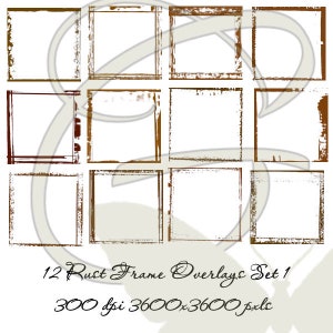 Rust Grunge Texture Overlays: Aged Photo Effects (PNG Digital Download)