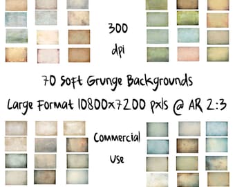 70 Vintage Grunge Textures: Soft Pastel Digital Backgrounds (Digital Download)