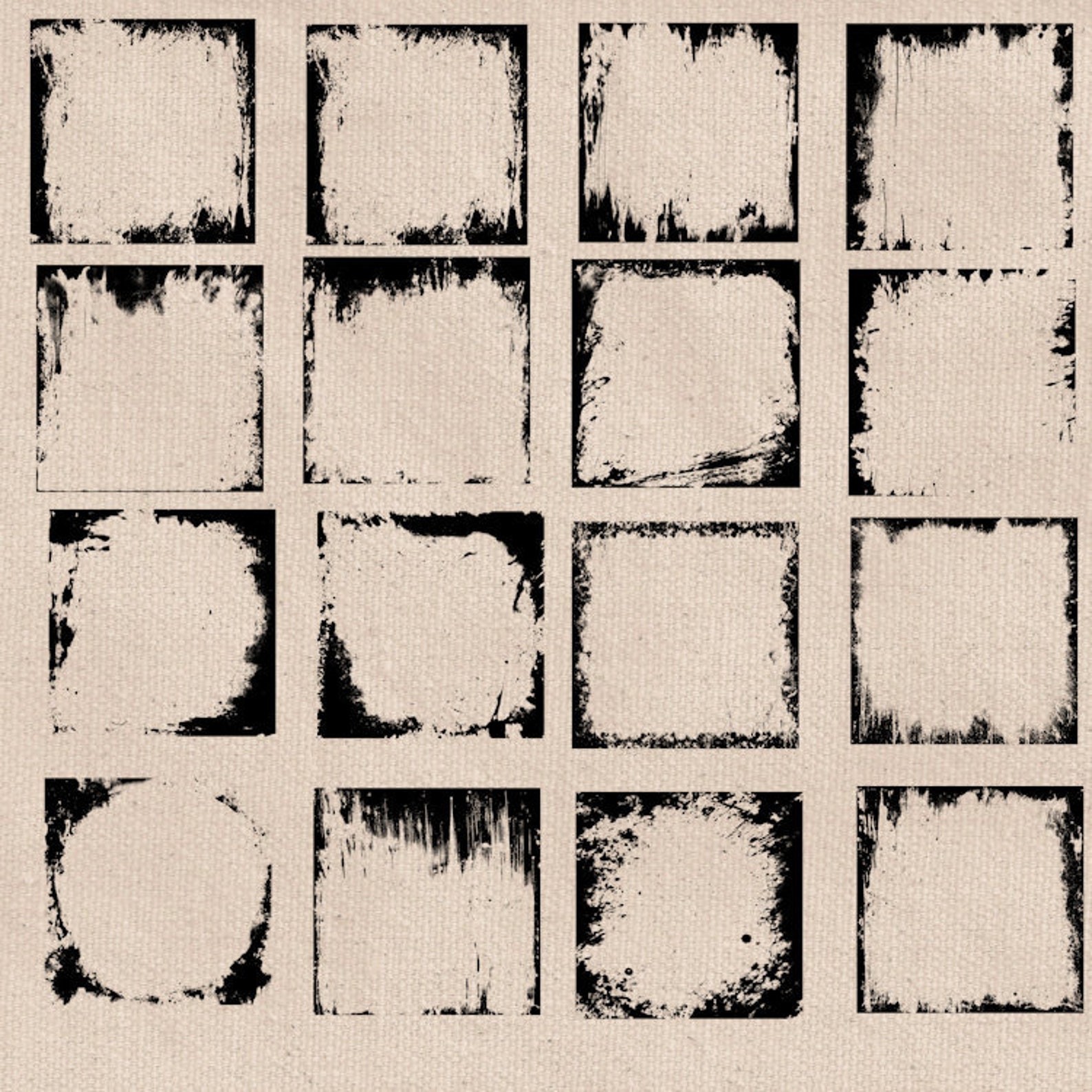 Digital Grunge Paint Smudge, Brush Stroke Square Frame, Transparent ...