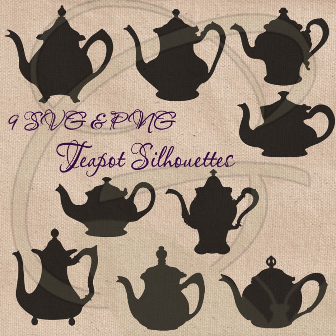 SVG Fancy Teapot Clipart Bundle Digital Black Silhouette - Etsy Israel