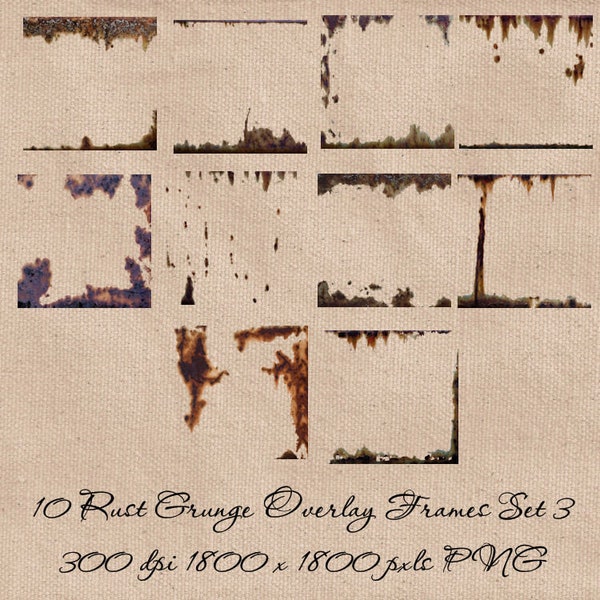 Grungy Frame Digital Photo Effect Grunge Texture Rust Photography Art Overlay Collection Download Set 3