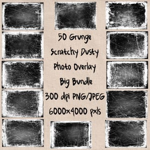 50 Scratched Texture, Dust Scratch Overlays, Distressed Scratchy Grunge, White PNG Grungy Pattern, Photo Overlay, Commercial Use
