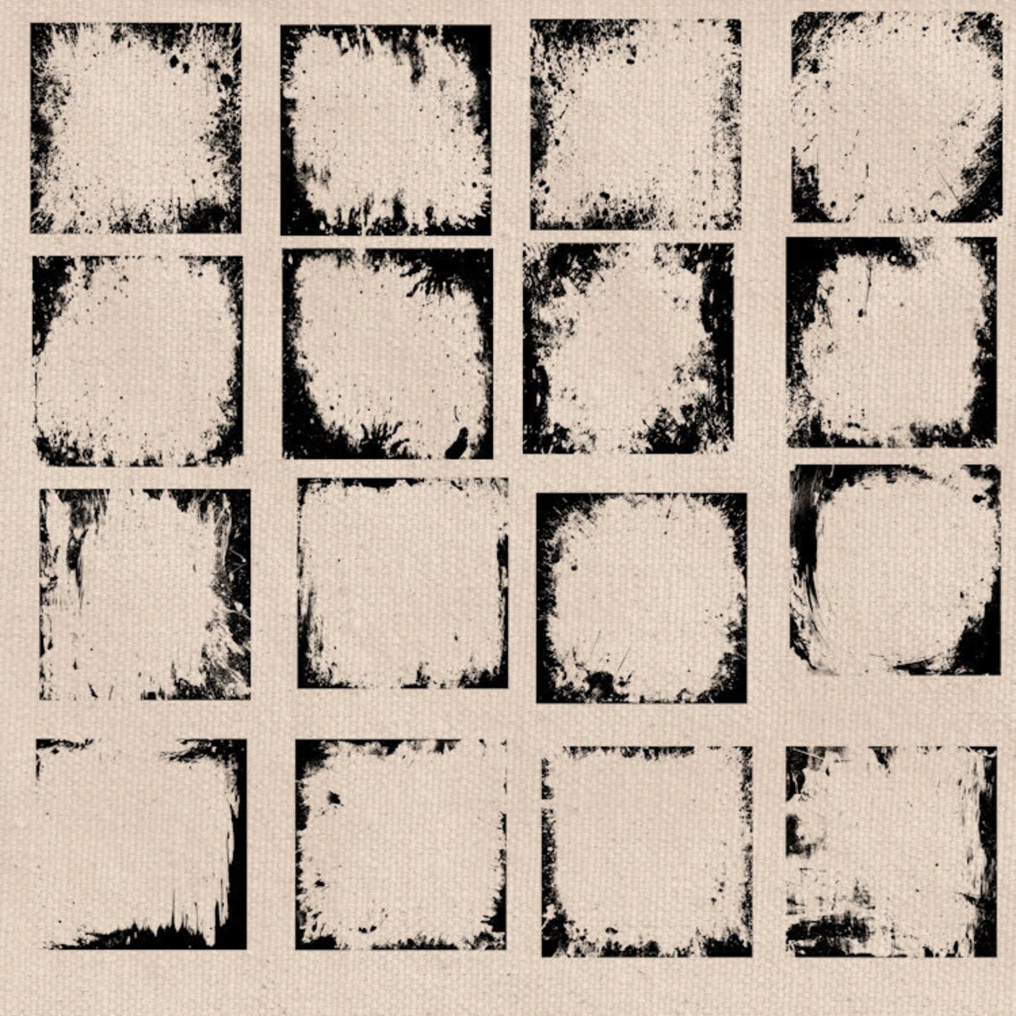 Digital Grunge Paint Smudge, Brush Stroke Square Frame, Transparent ...