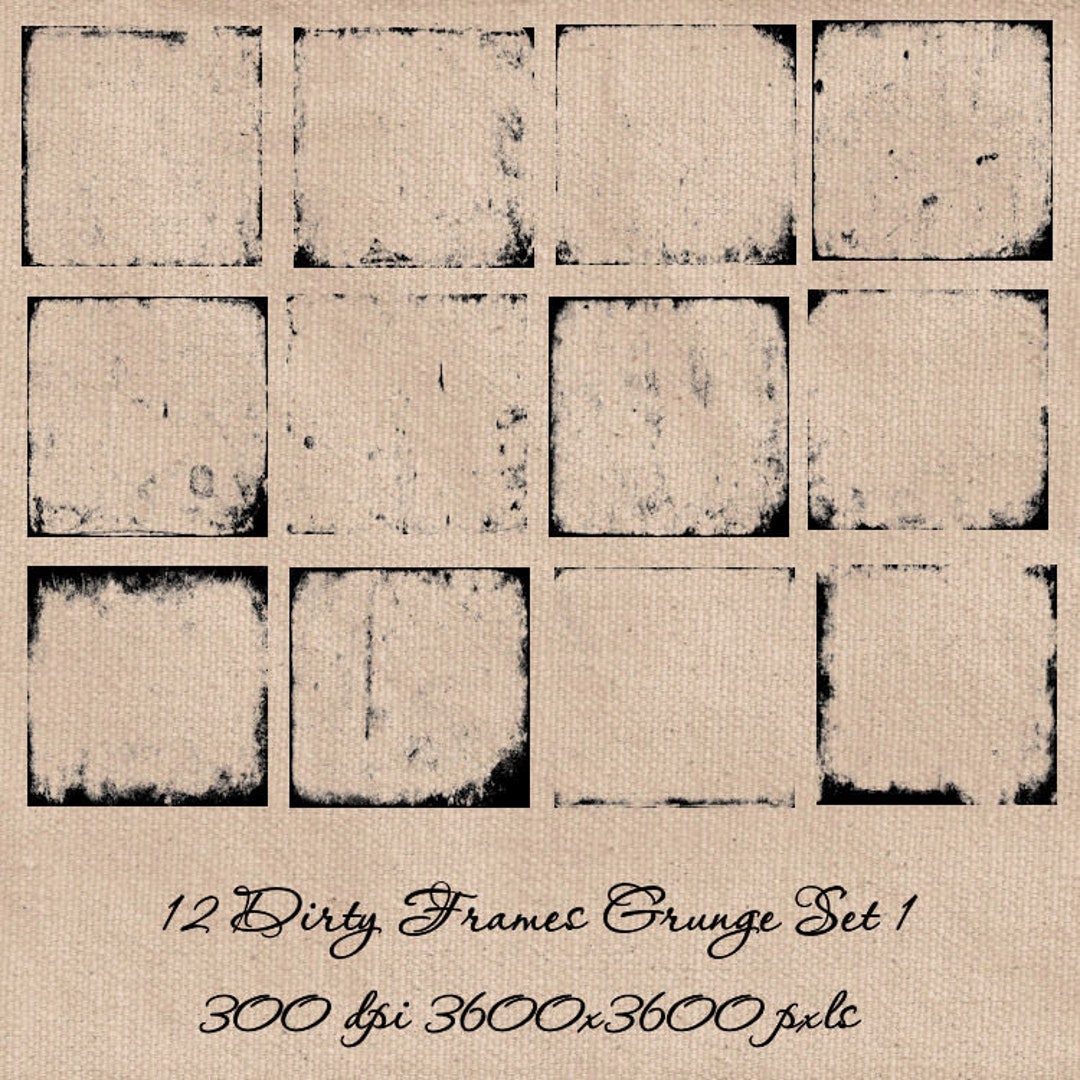 Digital Dirty Grunge Messy Frame Transparent Scrapbooking Grungy ...