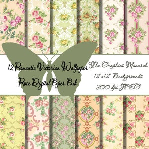 Gelbe Rose Oma Vintage Tapete Papiersammlung Bundle Viktorianische Blumen Digitale Textur Scrapbook Printable
