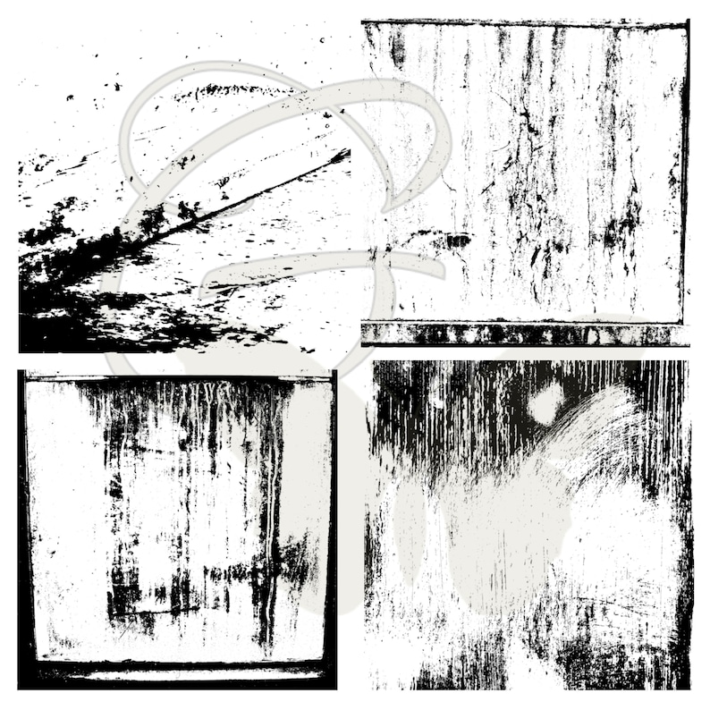 Digital Grunge Black Frame Transparent Overlay Photo Effect Old Abstract Photography Art PNG Download Set 2