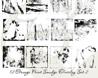 Digital Grunge Paint Smudge Transparent Overlay Photo Effect Photography Art Black PNG Background Download Set 2