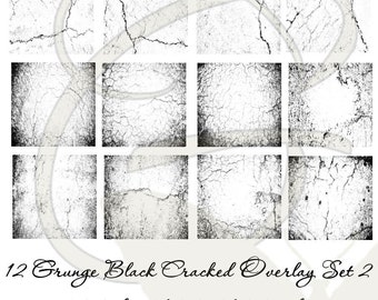 Cracked Grunge Digital Photo Effect Scratch Photography Grungy Texture Art Black PNG Overlay Background Download Set 2