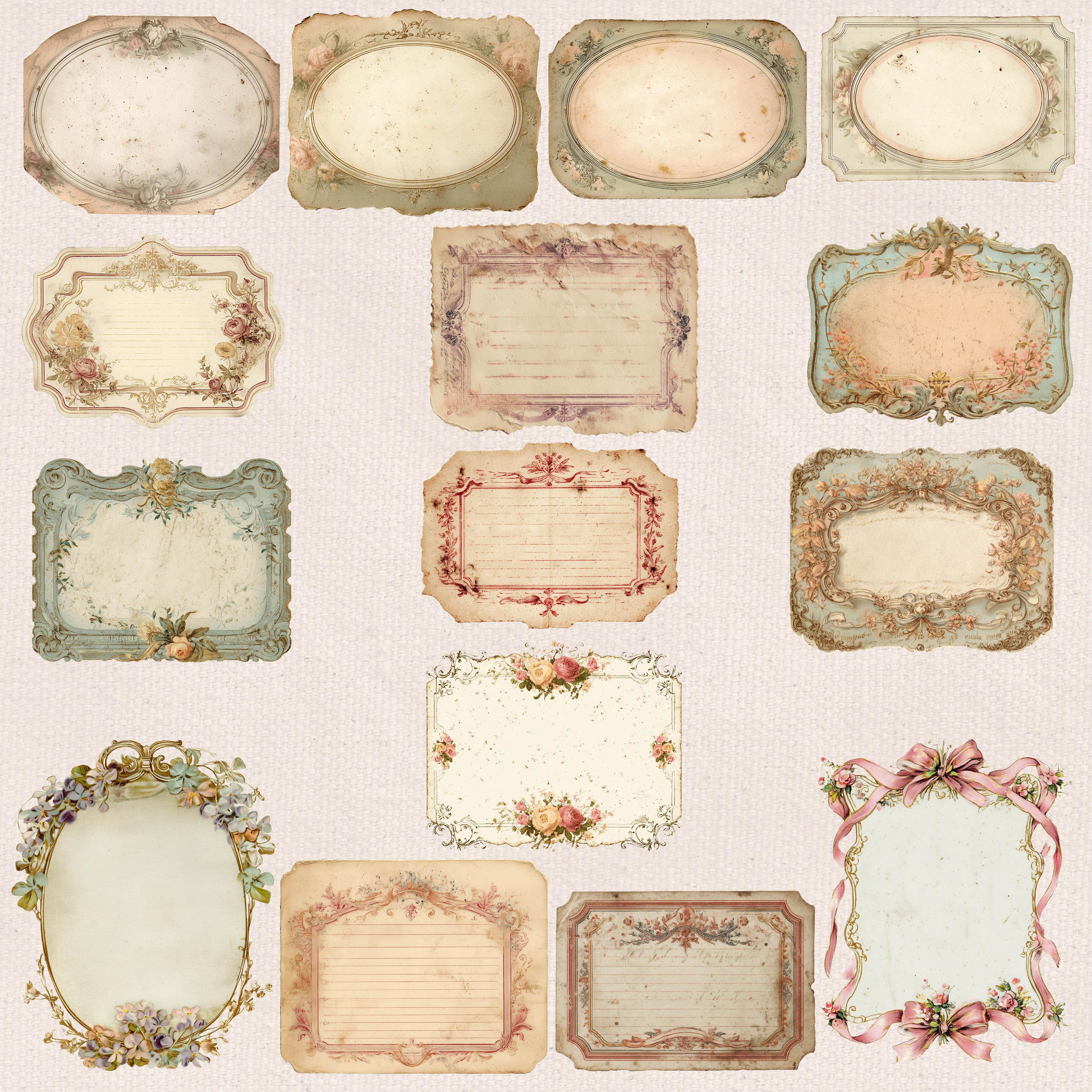 Shabby Victorian Labels: Big Bundle 120 Distressed Antique Ephemera ...