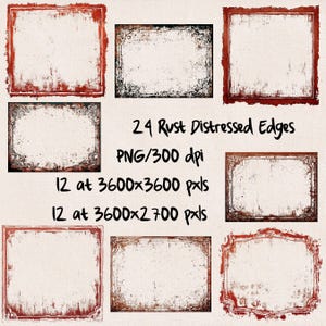 24 Rust Distressed Edges, Photo Overlay Scratch, Grunge Edges, Industrial Textures, Rusted Metal Texture, Scratched Overlays, Rust Frames