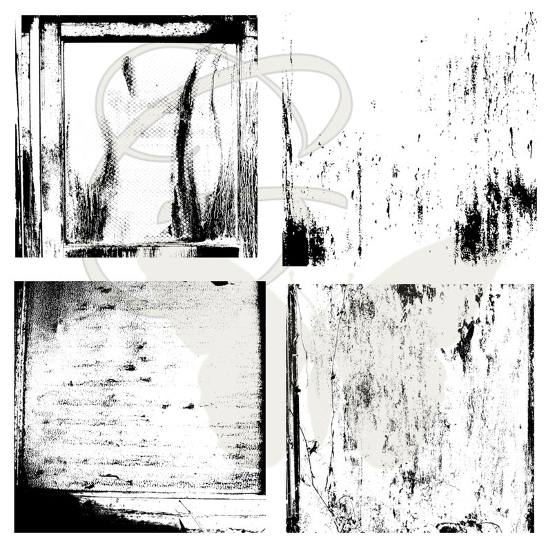 Digital Grunge Black Frame Transparent Overlay Photo Effect Old Abstract Photography Art PNG Download Set 2