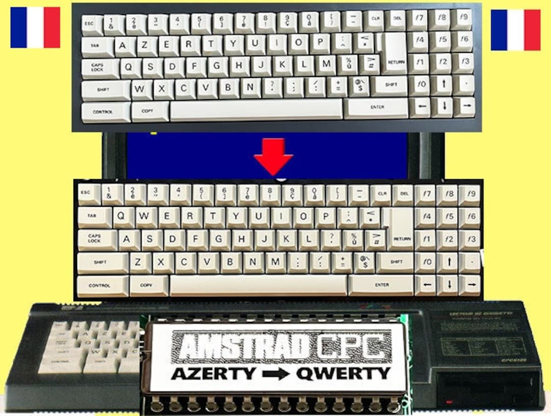Amstrad CPC 6128 French Keyboard Layout Azerty to Qwerty ROM 40025 Dip