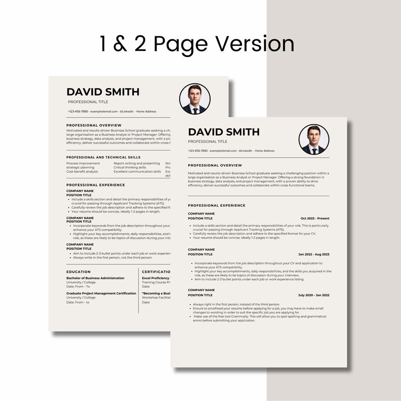 ATS Friendly Template Professional Resume Template With Photo Resume ...