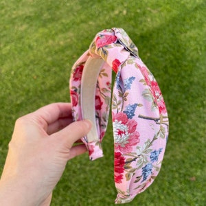 Pink Floral Headband, Top Knot Headband, Knotted Headband, Flower Headband, Short Hair Headband, Women’s Hairband, Girls Accessories, Gift