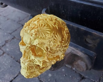 Cubierta de bola de barra de remolque, tapa de bola de remolque, enganche de remolque compatible con bola de 50mm, Happy Skull para coche