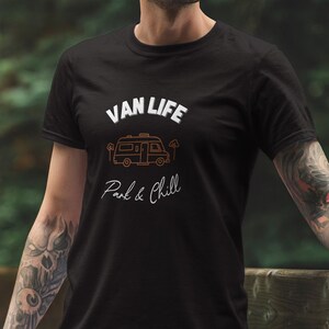 Camping T-Shirt, Park and Chill, Unisex, Camper T-shirt, Camping Gift, Campervan T-Shirt, Vanlife, Camper Van T-shirt, camper van