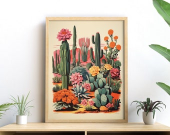 Vintage Mexican Cactus Art Print: Botanical Wall Decor