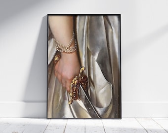 Neoclassical Woman with Sword Art Print: Renaissance Gallery Wall Decor