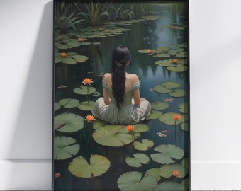 Dark Academia Wall Art: Gothic Lake Print, Moody Victorian Decor