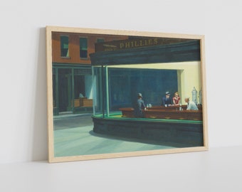 EDWARD HOPPER - Nighthawks, Framed Canvas, Large Canvas