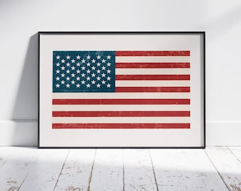 Rustic American Flag Canvas: Vintage USA Wall Art