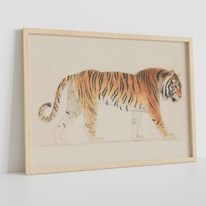 Arte mural de tigre, arte mural vintage, impresión vintage de tigre, arte de tigre caminando