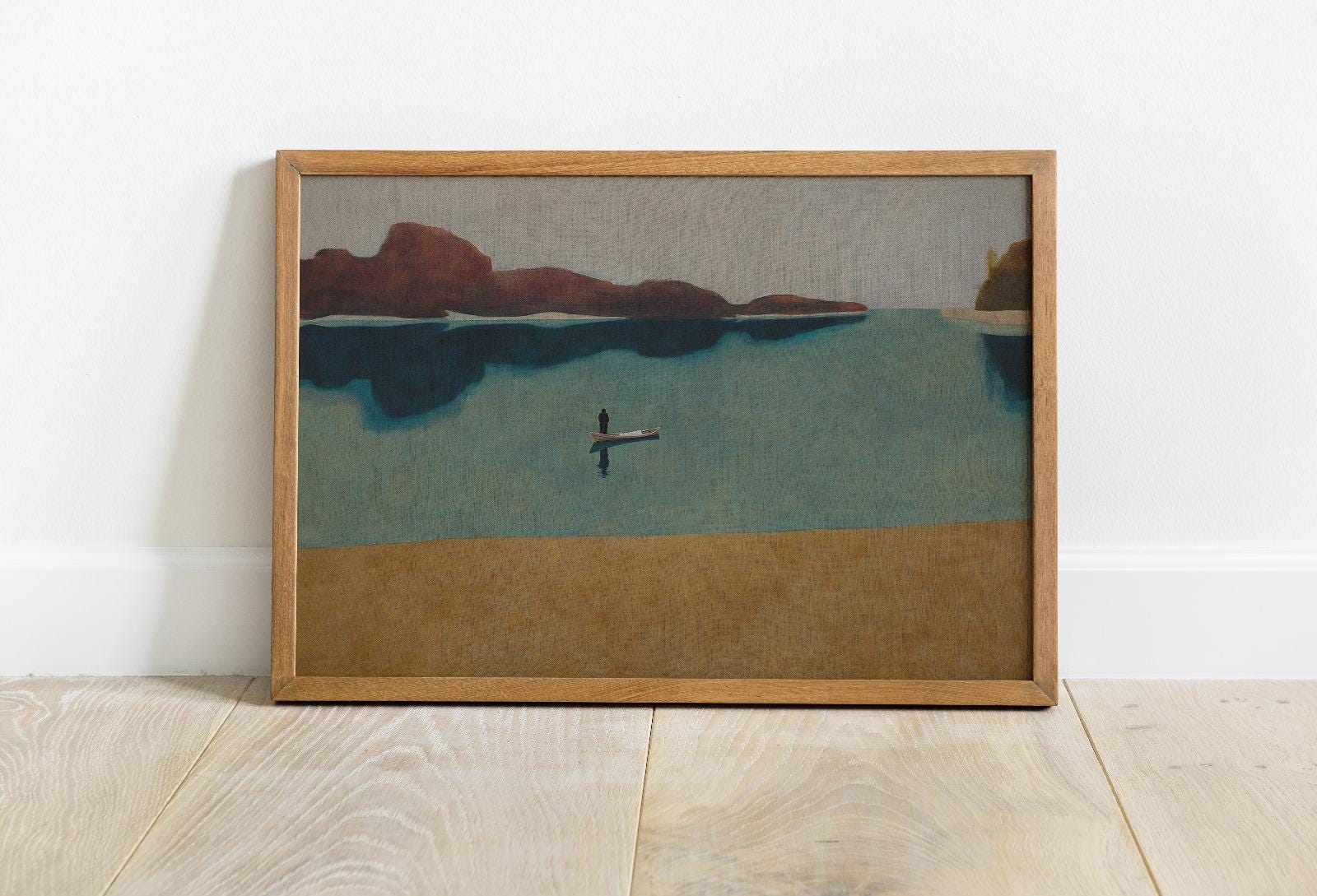 Lake Landscape Art Print: Abstract Nature Painting, Framed Canvas