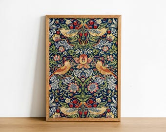 Framed William Morris 'Strawberry Thief' Print: Floral Home Decor