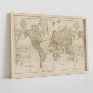 World Map, Vintage, Atlas 1898 Mercator SEPIA, World Map Gift,  World Map Print,  Vintage World Map, World Map Wall Art