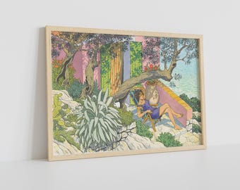 Vittorio Giardino Summer Girl Print: Framed Canvas Wall Art