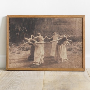 Witches Dancing - Nymphs Dancing Wall Art - Fire dance Painting - Vintage Painting - Framed Print