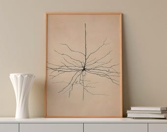 Neuron Painting | Santiago Ramón y Cajal Canvas Print, Vintage Medical Art, Neuroscience Wall Decor
