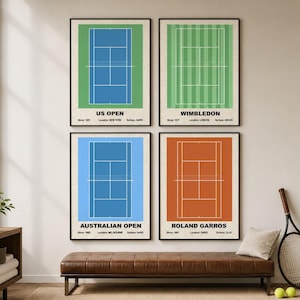 Tennisplanposterset, 4-delad väggdekoration