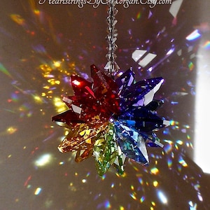 Rainbow Colored Crystal Cluster Suncatcher for Car or Home Window, Made with Swarovski Crystals -"ALEXANDRA"