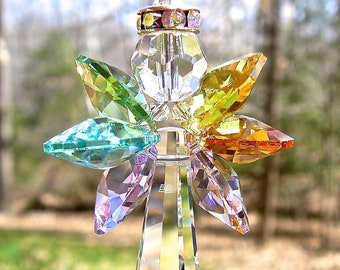 Pastel Angel Car Charm Suncatcher Made with Swarovski Crystals, For Car or Home, Choose Your Length, Guardian Angel "SPIRIT"