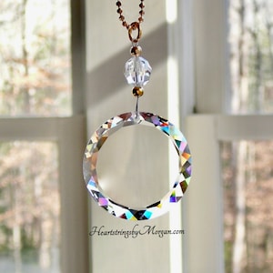 Swarovski Crystal Suncatcher, Beautifully Beveled 30mm (1.2&quot;) Disc Ornament for Car or Home - &quot;ENSO&quot;