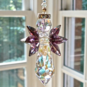 Purple Amethyst Crystal Angel Suncatcher for Car or Home, Guardian ...