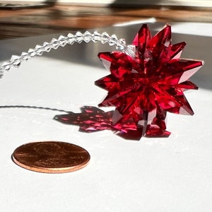Red Crystal Suncatcher, Rainbow Maker, Mirror Decoration, July birthstone, All Swarovski, Red Car Charm, Rearview Mirror "STELLA RED"