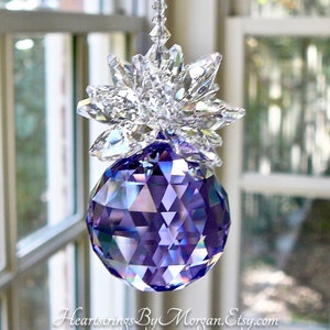 Purple Rainbow Maker Made with Swarovski Crystal Ball and Beads,  Suncatcher, Crystal Hanger for Your Window - "JULIETTE"