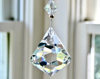 Dreidel Suncatcher Made with Swarovski Pendant and Crystals, Rainbow Maker on Chain, Ornament for Car -  "Danika"