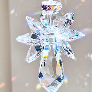 BEST SELLER Swarovski Crystal Guardian Angel Suncatcher for Home or Car Mirror, Angel of Protection, in 3 Lengths - "ANGELINA" All Clear
