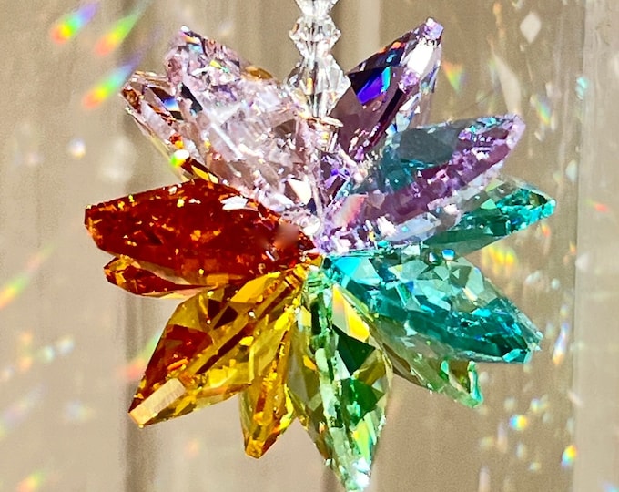 Pastel Rainbow Colored Crystal Suncatcher Entirely Swarovski Crystal 2