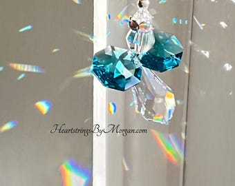 NEW - Swarovski Crystal Small Guardian Angel Car Charm Suncatcher - Choice of 14 Wing Color - "LITTLEST ANGEL"